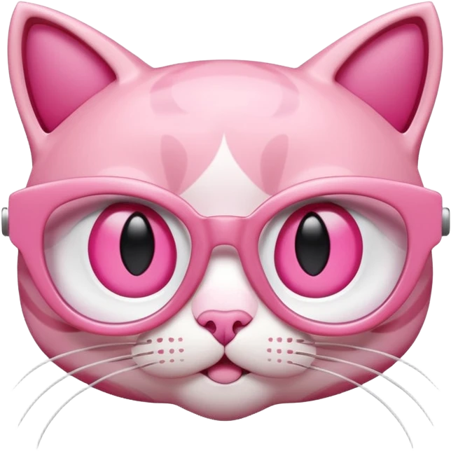 A 3D cartoon rose-pink cat-eye spectacle, glossy curved frame, soft reflections, isolated on plain background, Memoji-style. only glasses. emoji