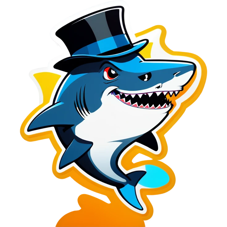 Shark with a top hat emoji