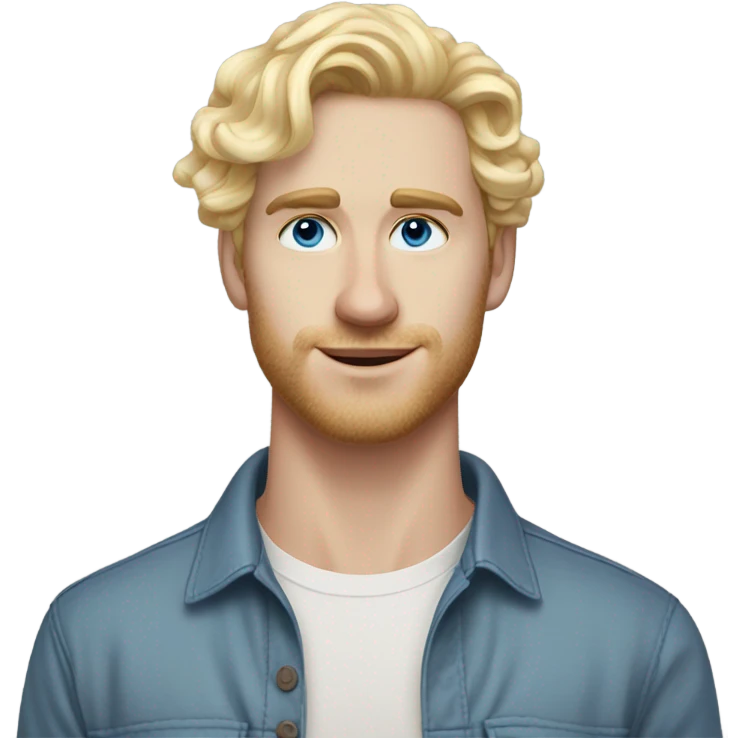3/4 profile light curl blonde 30yo man blue eyed pale skin emoji