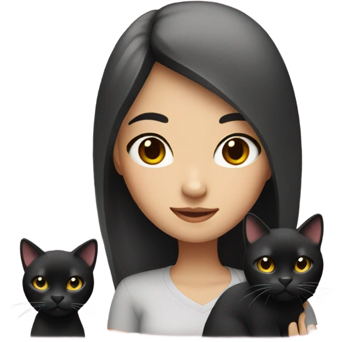 asian girl with black cat emoji
