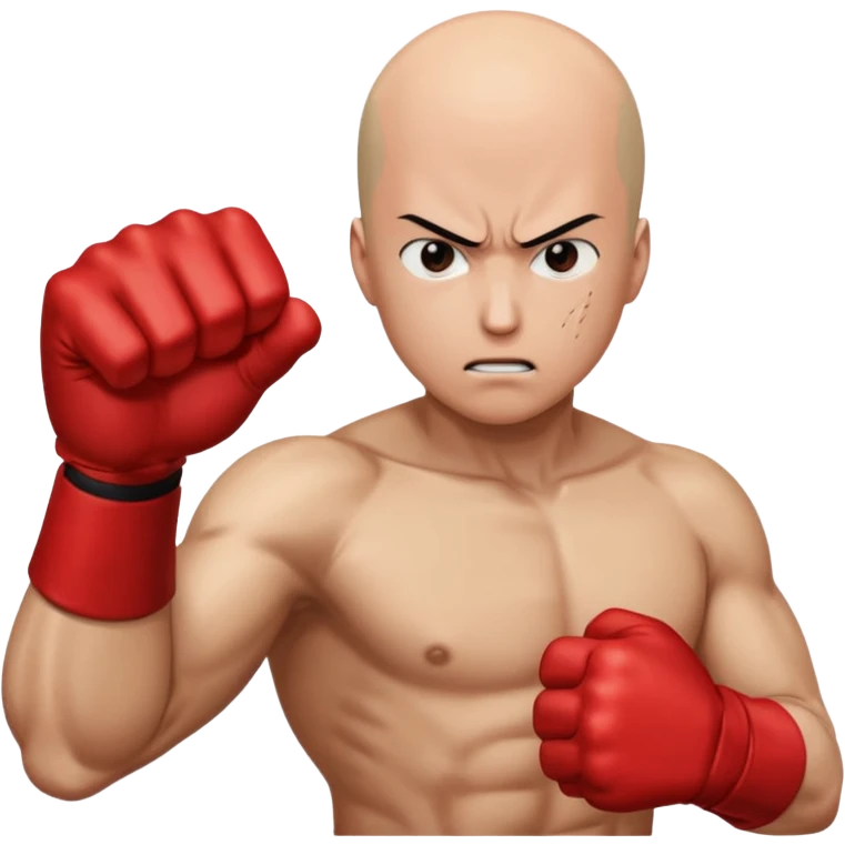 Angry Saitama with his red giant hand punching (just punch), no-face emoji