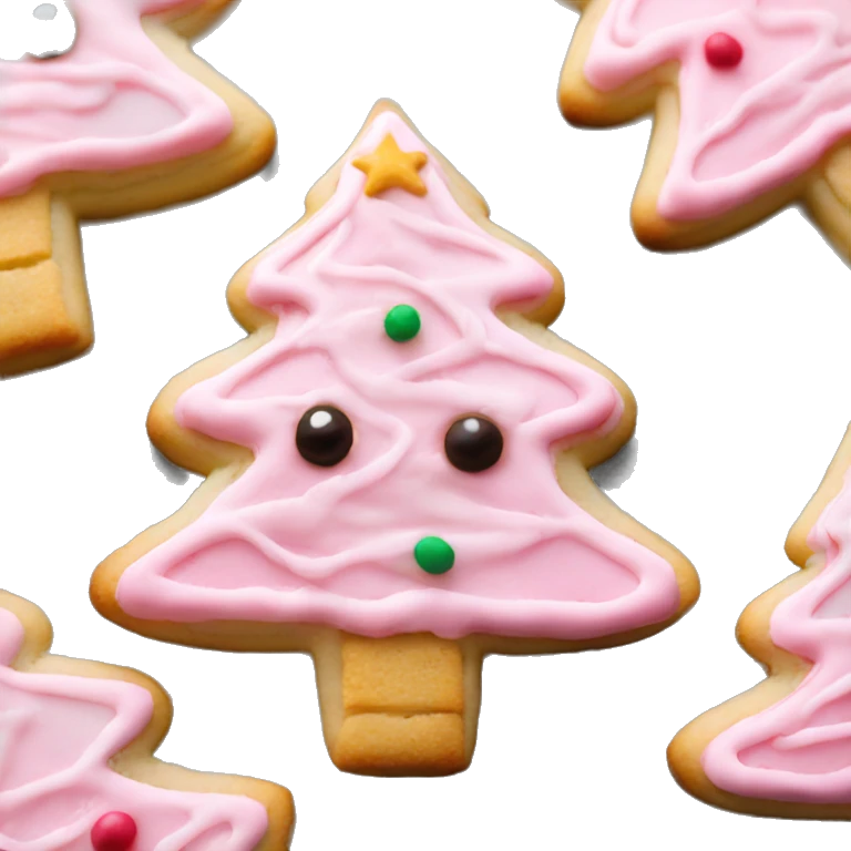 Pink Christmas tree shaped sugar cookie emoji