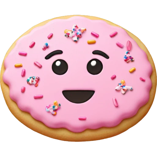 pink sugar cookie with icing and sprinkles  emoji