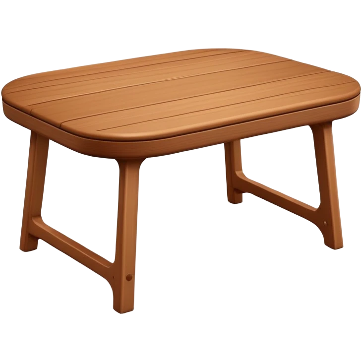 A 3D wooden table with subtle wood texture, rounded corners, gentle highlights, and a slightly angled perspective, matching the realistic-yet-simple style of the '🪑' chair emoji; medium brown tones, minimal details, emoji-friendly design. emoji