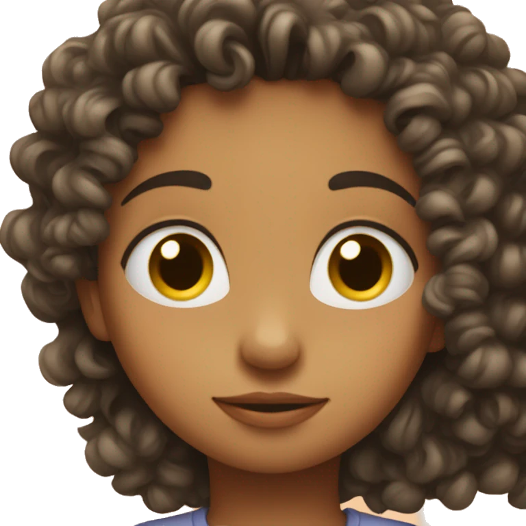 Men kissing girl with curly hair emoji