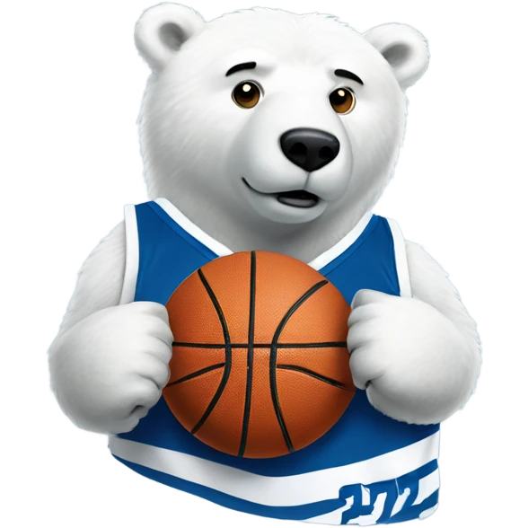Polar bear with basketball wearing Fairmont #32 jersey emoji