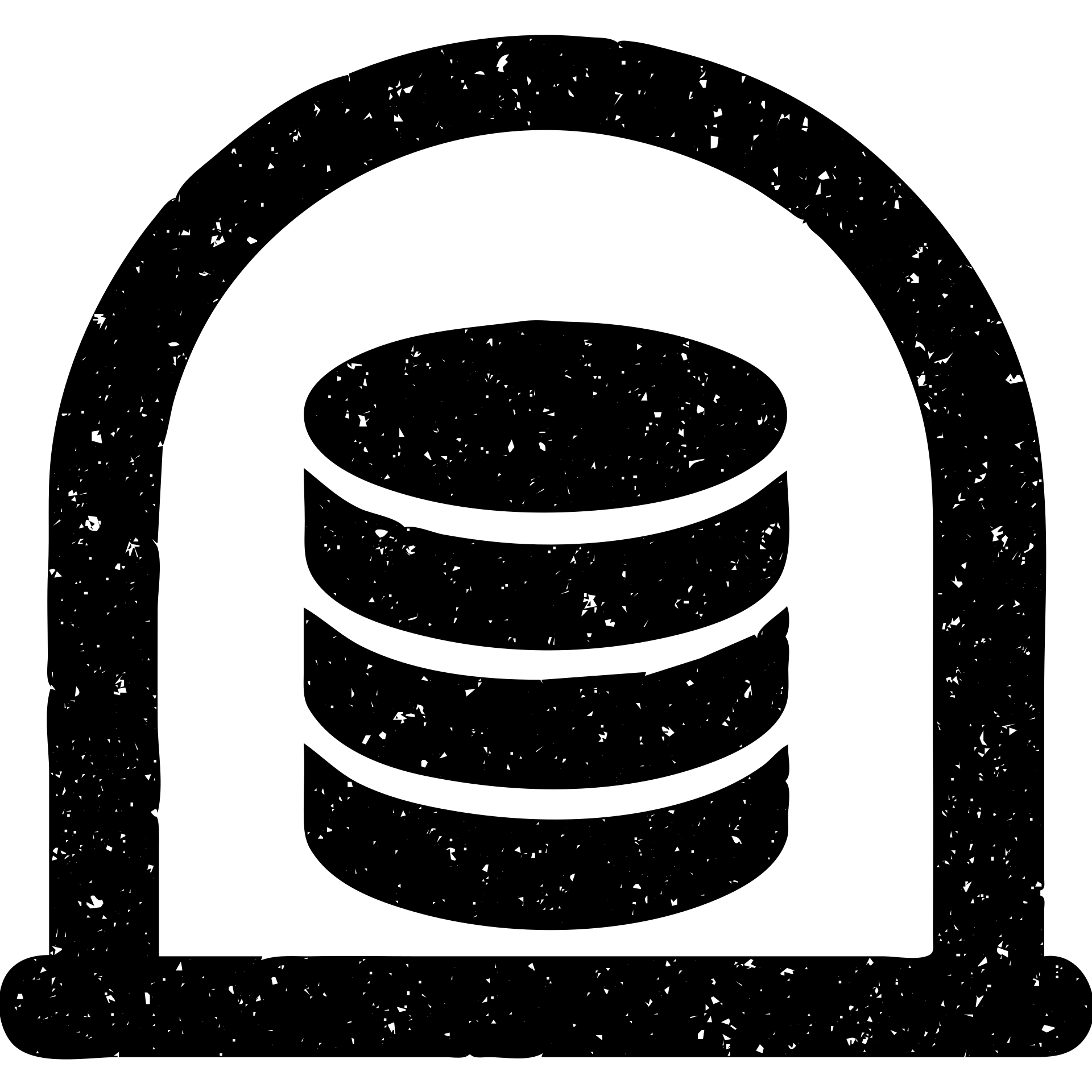 minimalist solid icon of a database cylinder in a basement or underground setting, worn distressed effect emoji
