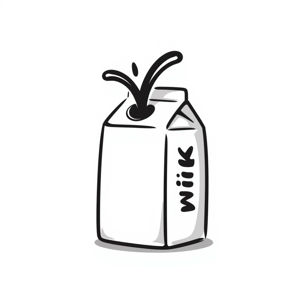a milk carton, hand drawn doodle style emoji