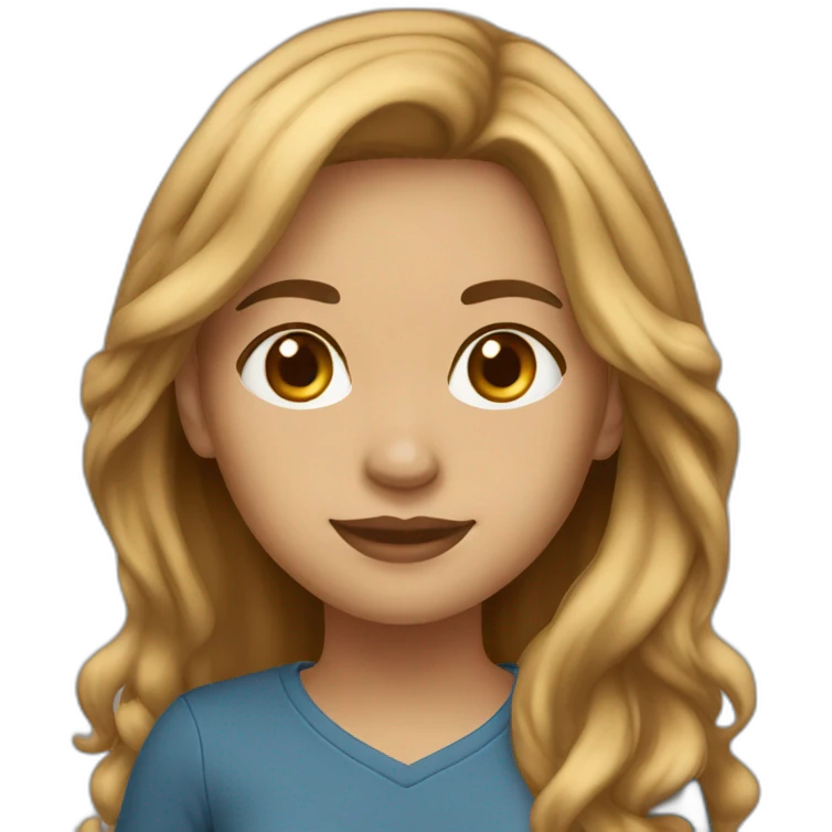 light skin girl long brown hairs with laptop emoji