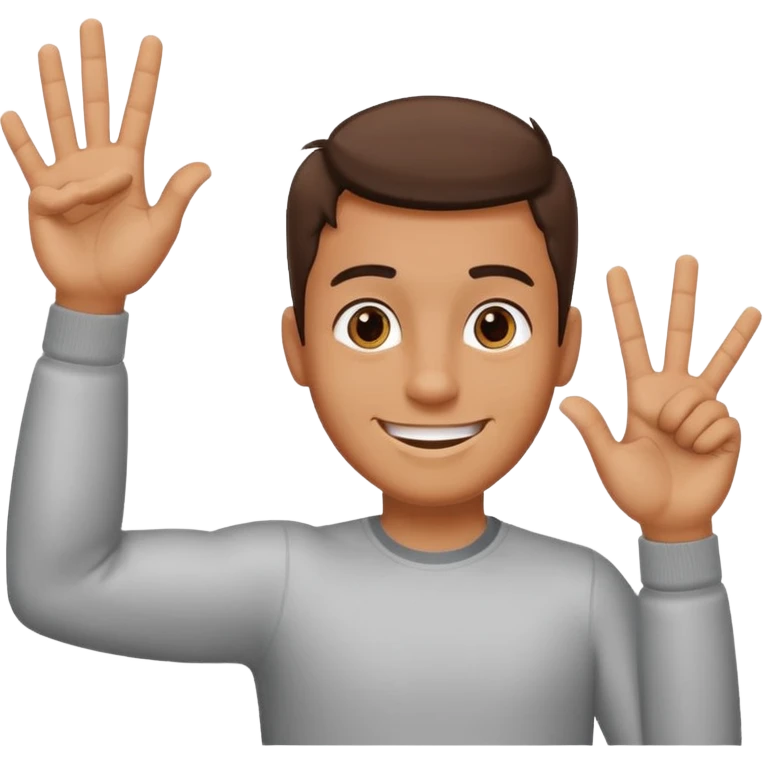 A guy with one of his arm is and the other down with 6 on his left hand and 7 on his right hand emoji