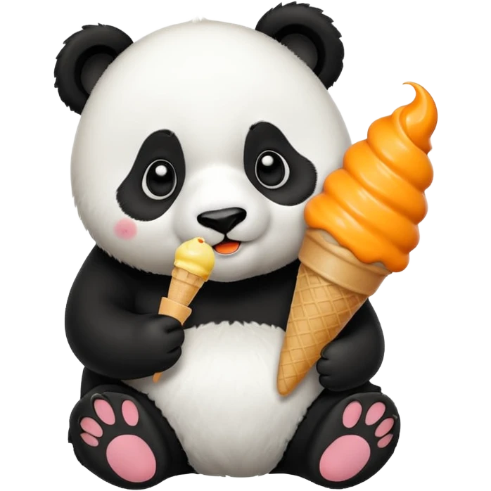 Panda eating mango icecream emoji