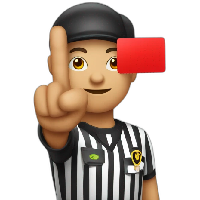 two fingers holding red card like referee emoji