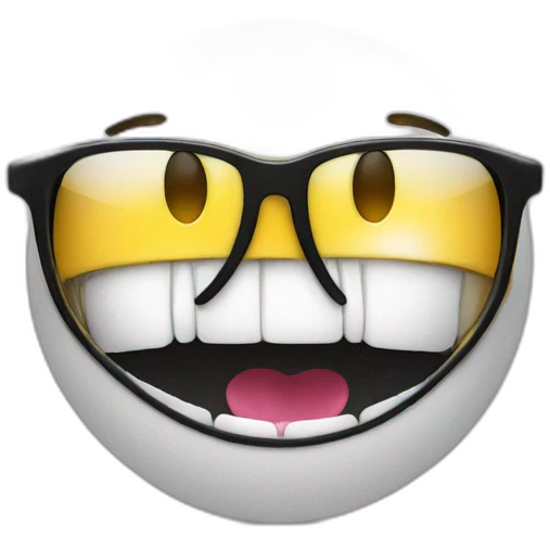 Smiley face with glasses popping gum emoji