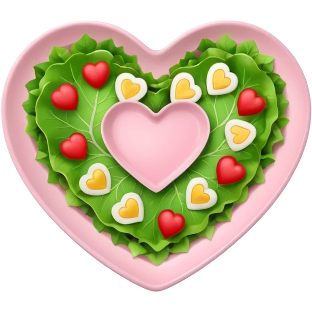 green salad in a light pink heart shaped plate emoji
