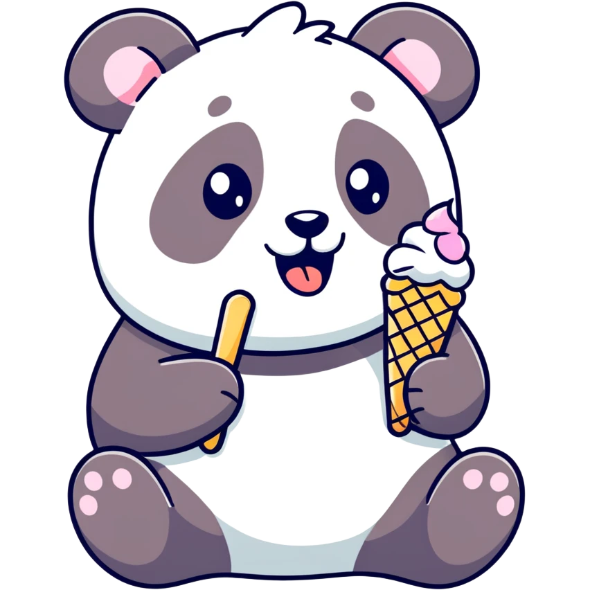 Panda eating ice cream emoji