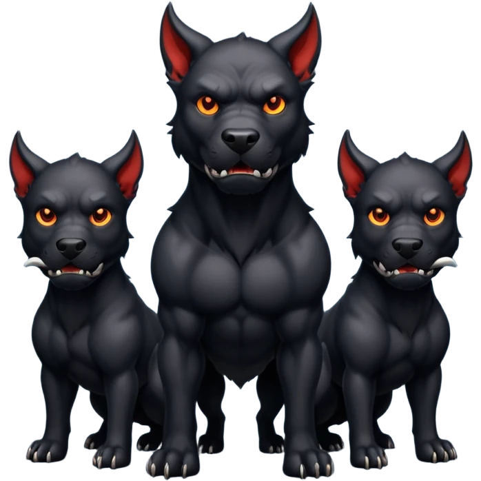 Black Cerberus one body and three heads emoji