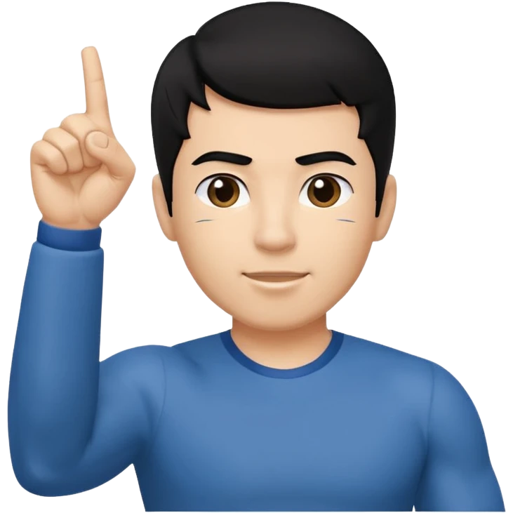 mach mir einen fitness trainer mit schwarzen haaren der seinen finger nach oben zeigt als hätte er eine idee emoji