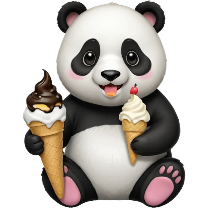 Panda eating ice cream emoji