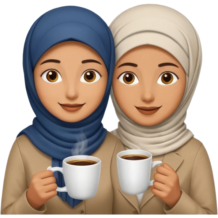 muslim couple beautiful finish drink coffee  emoji