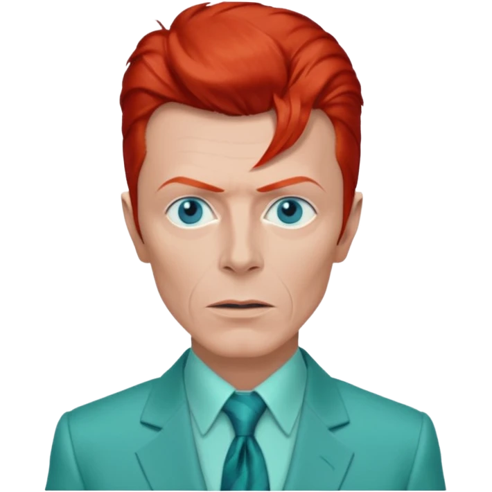 David Bowie with Blue  eyes, red hair, seafoam green suit emoji