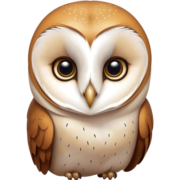 Cinematic Deep Thought Barn Owl Portrait Emoji, Head held high with a serene, contemplative gaze, showcasing its beautifully patterned plumage of white and brown, with eyes deeply focused as if pondering ancient secrets, Simplified yet majestically refined features, highly detailed, glowing with a soft, introspective light, high shine, poised and pensive, stylized with an air of profound wisdom, capturing the essence of an owl immersed in deep thought, so thoughtful it feels like it could silently whisper timeless wisdom from beyond the screen! emoji