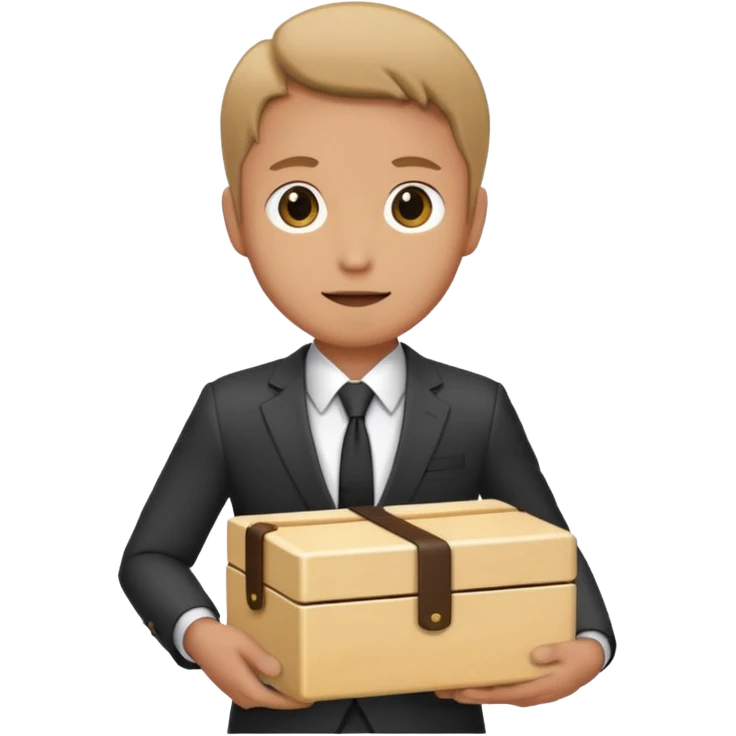 man with suit holding bento box emoji