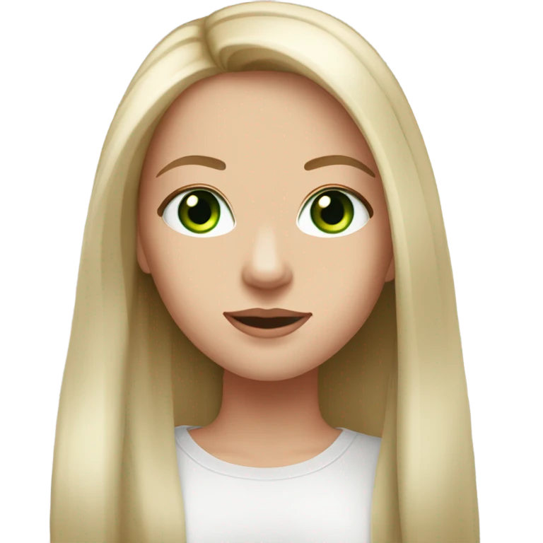 White girl long straight hair light red green eyes emoji