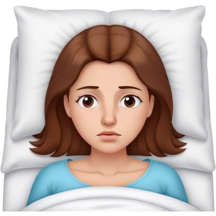 Brown haired Woman In bed with sinus pain  emoji