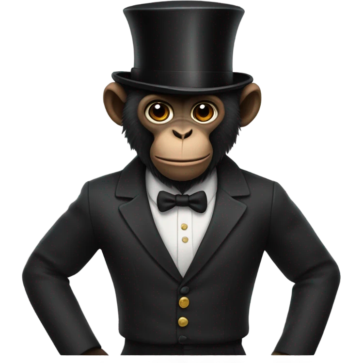 A black monkey with abs on the body and a top hat emoji