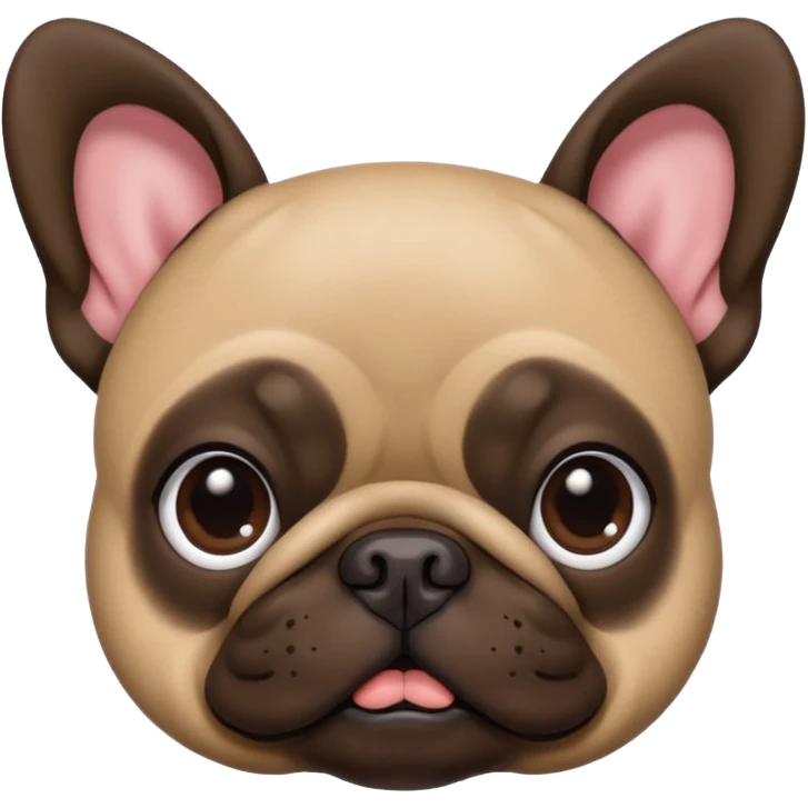 Dark Brown (pug crossed with french bulldog) dog I'd like a 3D emoji emoji