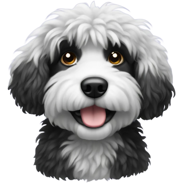 Black and white fluffy doodle dog emoji