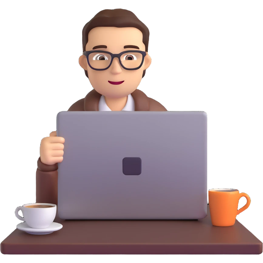 freelancer with laptop and coffee emoji