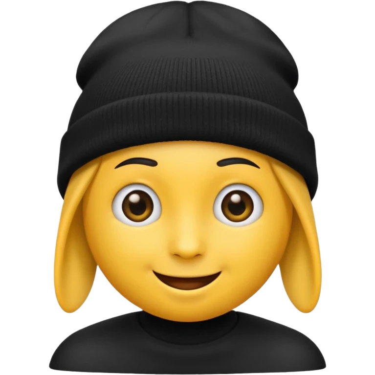 Emoji with black beanie hat pulled down to eyes emoji