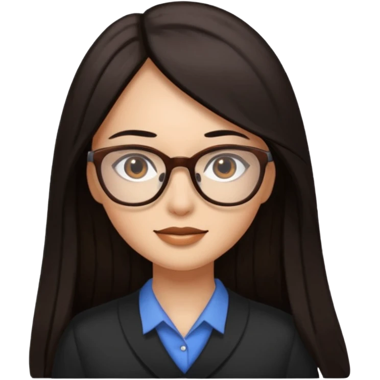 Cabelo preto liso olhos castanho cor da pele parda óculos mulher cabelos compridos emoji