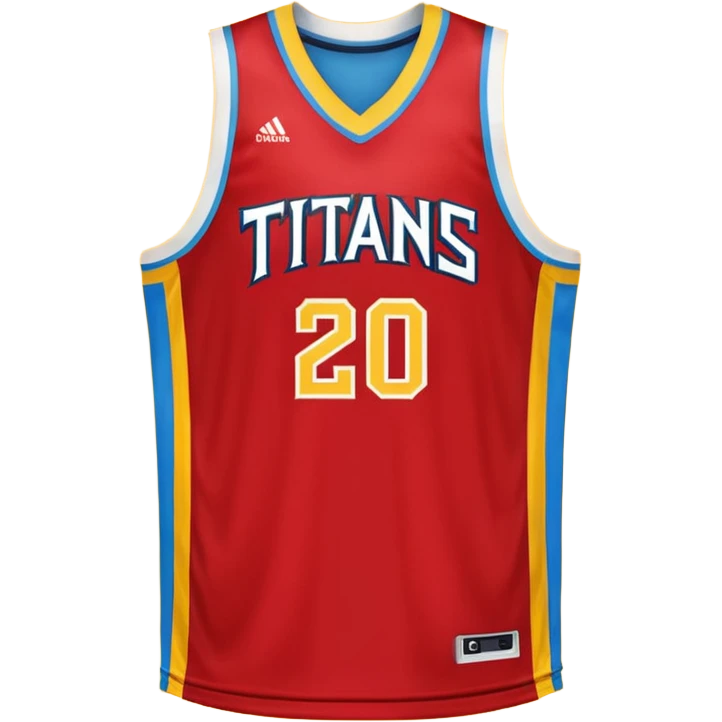 red, yellow, white titans basketball jersey with NO blue accent color emoji