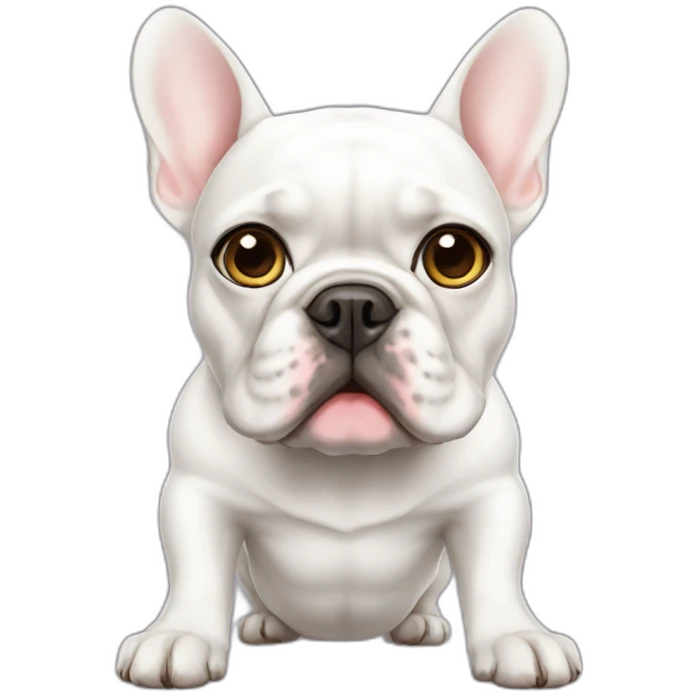 White FRENCH BULLDOg with cats emoji