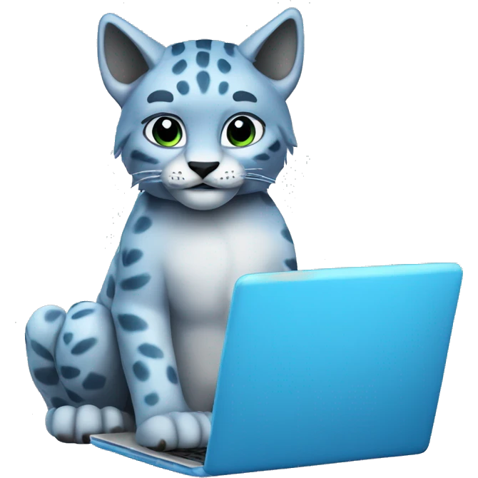 A blue lynx with a laptop emoji