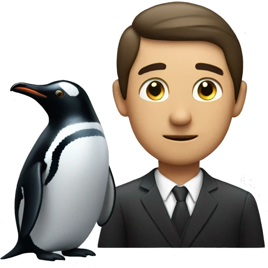Man watching at a penguin  emoji