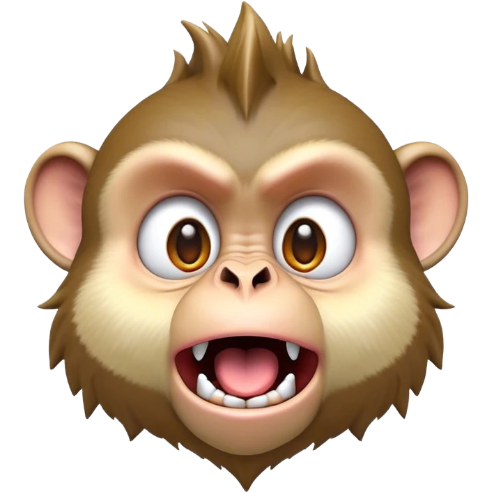 Cinematic Comical Macaque Portrait Emoji, Head tilted dramatically with an exaggerated, shocked expression and a raised eyebrow, featuring a lively, nimble build with spiky fur and wide, comically expressive eyes, Simplified yet hilariously animated features, highly detailed, glowing with a slightly sassy, vibrant glow, high shine, dramatic yet playful, stylized with an air of cheeky primate attitude, soft glowing outline, capturing the essence of a meme-worthy macaque that looks ready to deliver a playful side-eye into viral fame! emoji