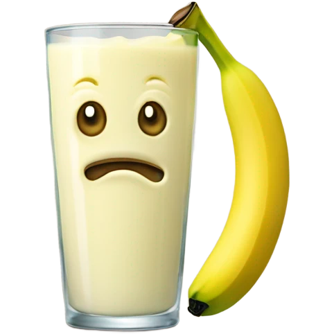 Banana taking while pistachio milk while honking emoji