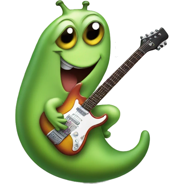 Happy slug playing electric guitar emoji