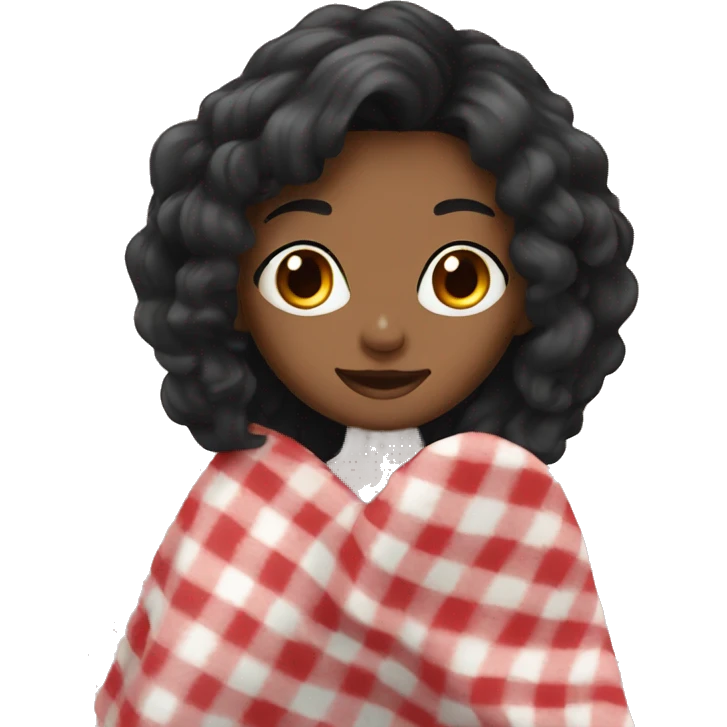 Girl with black hair with blanket emoji