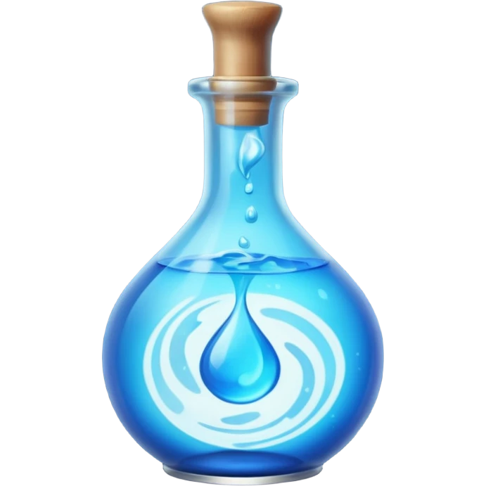 FANTASY MAGIC MANA BLUE POTION TILTED TO THE LEFT IN A CIRCLE BOTTLE emoji