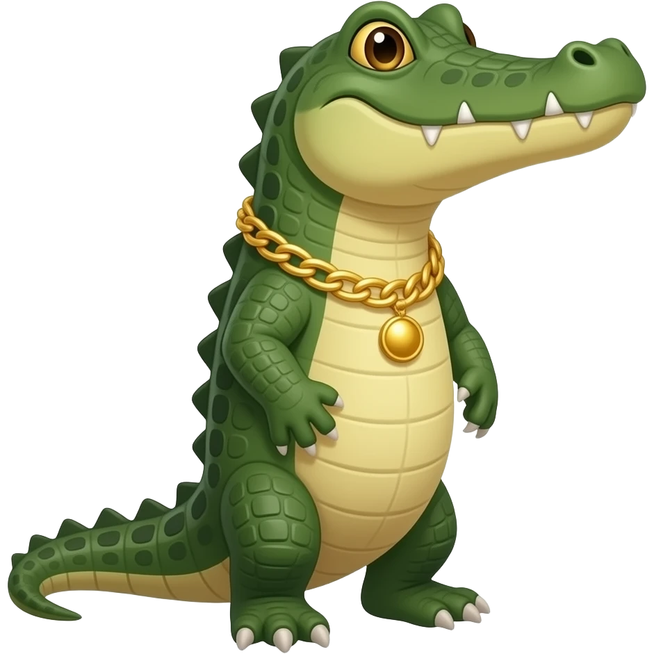 full body Crocodile emoji facing towords right side with gold jewellery emoji