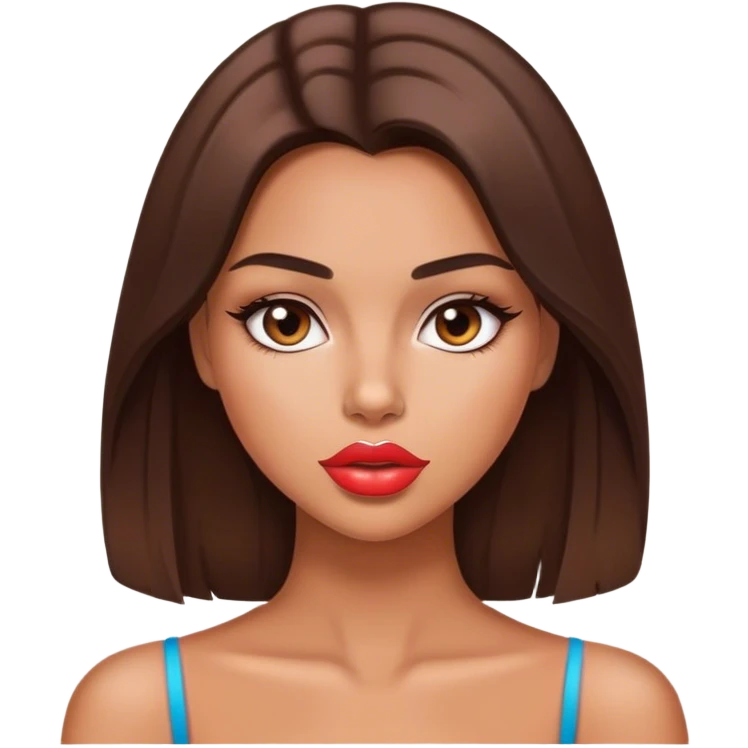 Sexy tanned beautiful girl with plump lips and brunette straight hair emoji