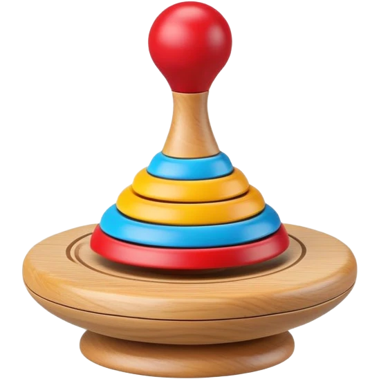 spinning top toy with motion lines, fun and friendly emoji