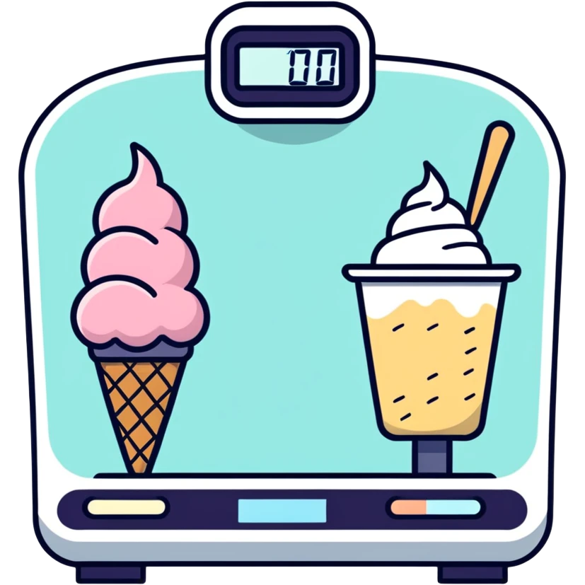 Food Scale weighing a half oz of ice cream emoji
