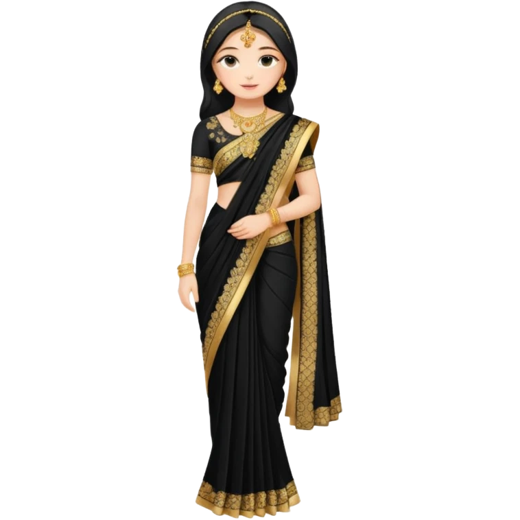 Russian girl in Indian blacksaree show full image from head to leg emoji