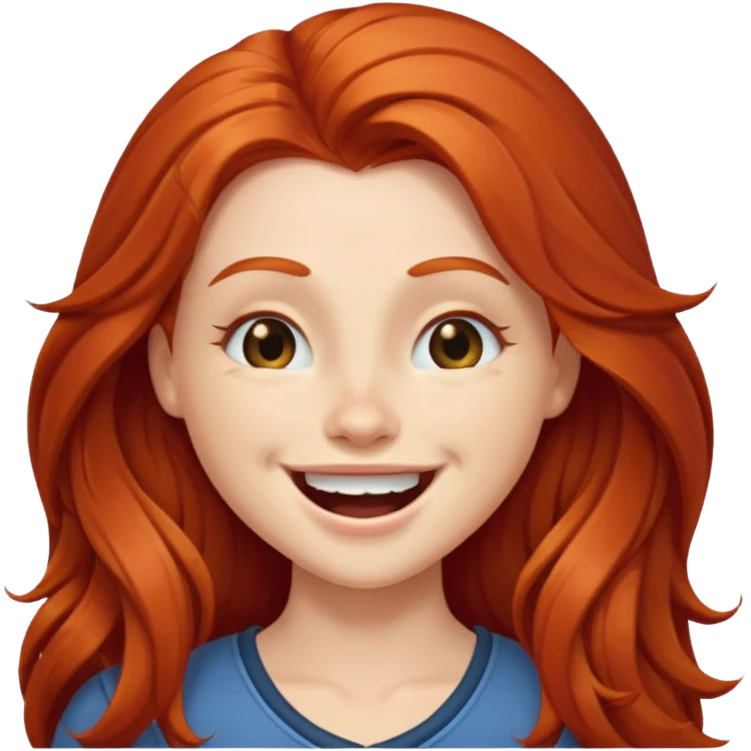 Excited long haired redhead winking emoji