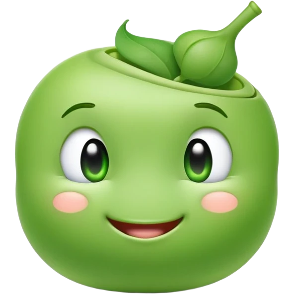 winking cute green pea with airpods emoji
